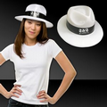 White Plastic Gangster Hats w/ Black Band